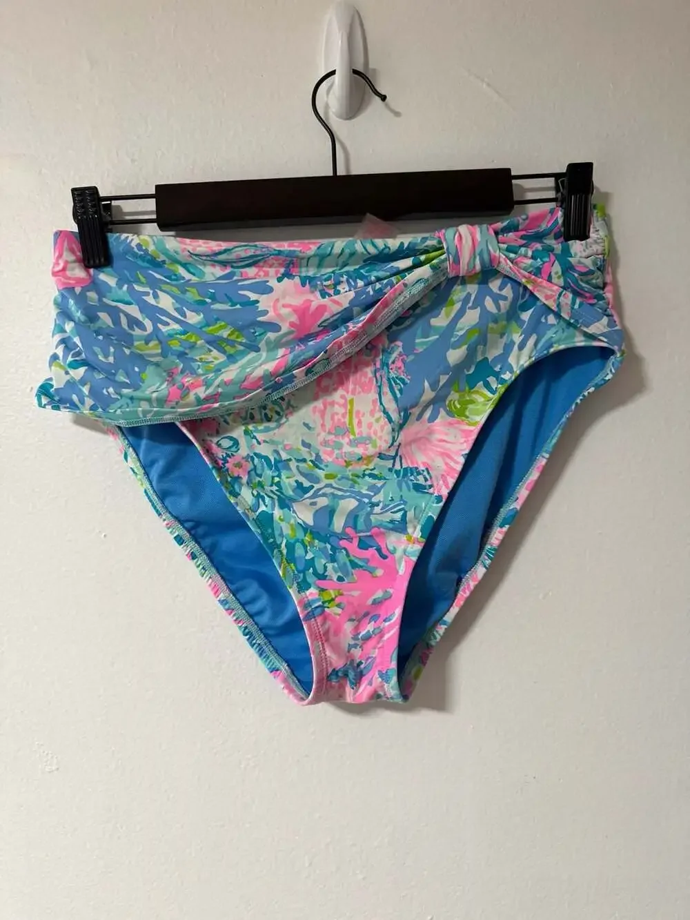 Lilly Pulitzer Lagoon Sarong Hipster Bikini Bottom Fished My Wish Size 6